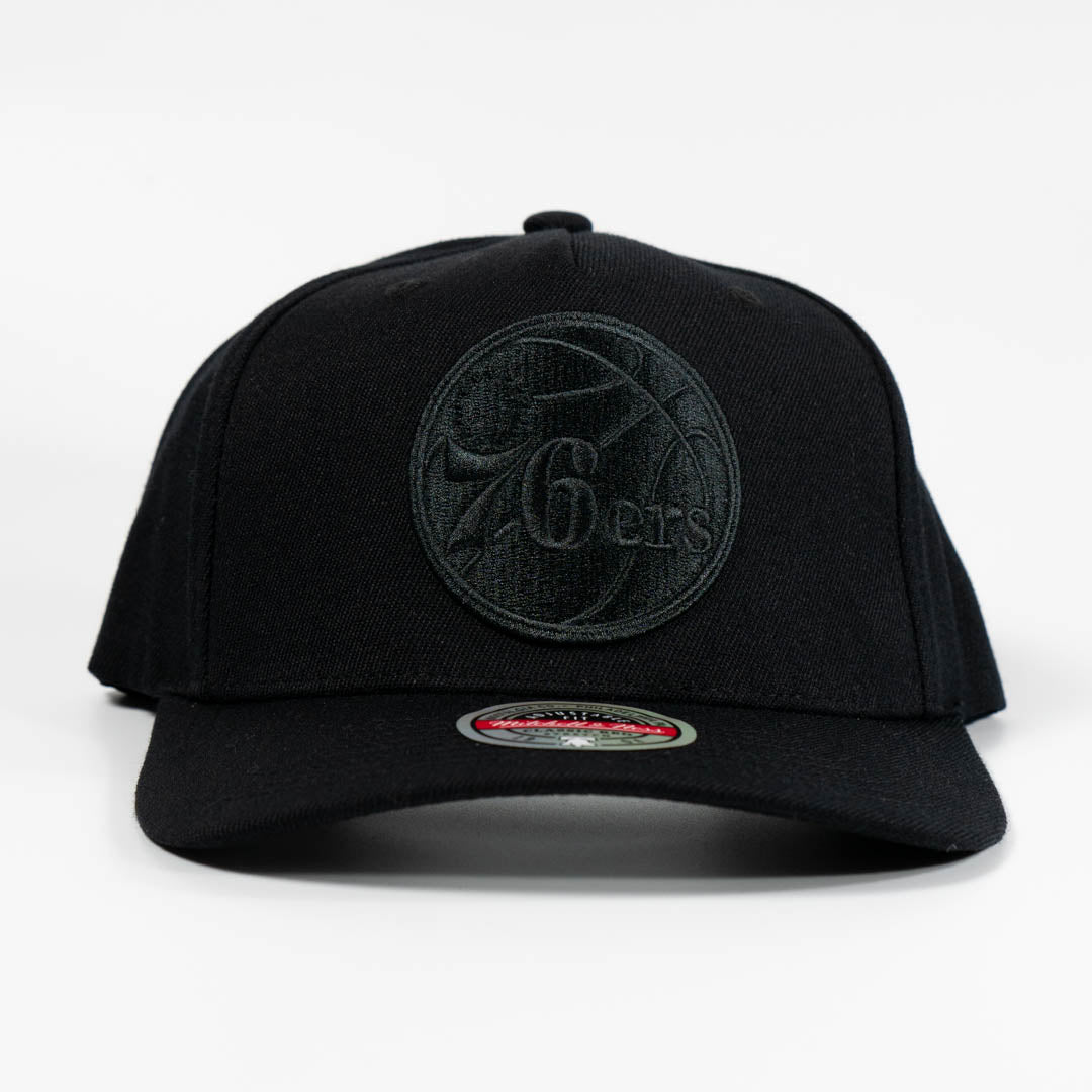 Philadelphia 76ers Black Team Logo 5 Panel Classic Red Snapback